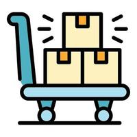 Delivery box cart icon color outline vector