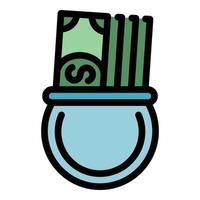 Money small bag icon color outline vector