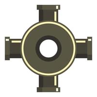 Black pipe fitting icon, flat style vector