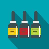 Three tattoo ink bottles icon, flat style vector