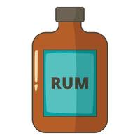 Bottle of rum icon, cartoon style vector