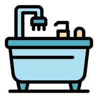 relajarse bañera icono color contorno vector