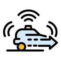 Driverless car icon color outline vector