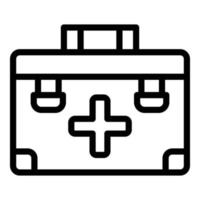 vector de contorno de icono de kit de ayuda médica. caja de emergencia