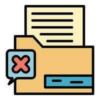 Reject folder report icon color outline vector