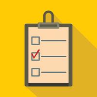 Checklist with box and red mark icon, flat style vector