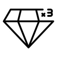 vector de contorno de icono de recompensa de diamante triple. programa en linea
