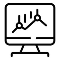 Monitor graph result icon outline vector. Data research vector