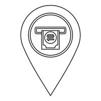 ATM machine marker icon, outline style vector