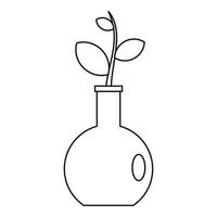 Seedling in a vase icon, outline style vector