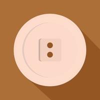 White sewing button icon, flat style vector