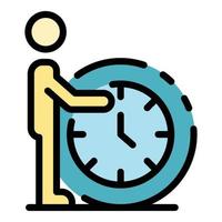 Time and man icon color outline vector