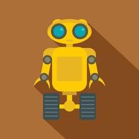 Yellow robot icon, flat style vector