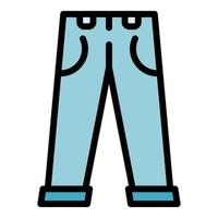 Trendy jeans icon color outline vector