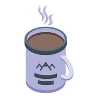 Camp hot mug icon isometric vector. Thermo metal vector