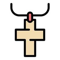 Cross pendant icon color outline vector