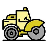 Transportation road roller icon color outline vector