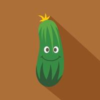 Fresh smiling cucumber icon, flat style vector