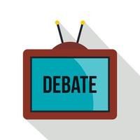 tv retro con palabra de debate en el icono de la pantalla vector