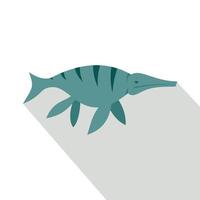 Ichthyosaur dinosaur icon, flat style vector