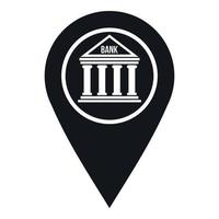 Map pin icon with bank sign icon, simple style vector