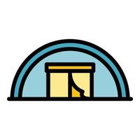 Big immigrants tent icon color outline vector