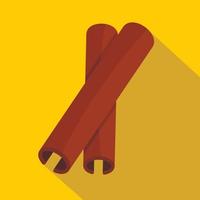 Two cinnamon stick spice icon, flat style vector