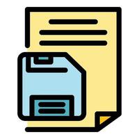 Floppy disk paper icon color outline vector