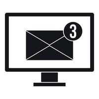 Monitor screen with email sign icon, simple style vector