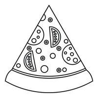 Slice of pizza with ingredients icon outline style vector