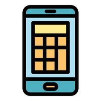 Calculator on phone icon color outline vector