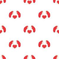 Red mittens and red heart pattern seamless vector