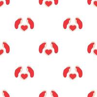 Red mittens and red heart pattern seamless vector