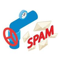 Spam attack icon isometric vector. Closed white mail envelope and part pipe icon vector