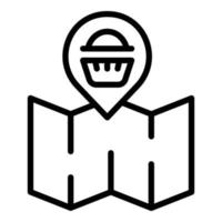 vector de contorno de icono de tienda de mapa de papel. punto de venta