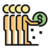 People take credit money icon color outline vector