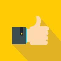 Thumb up gesture icon, flat style vector