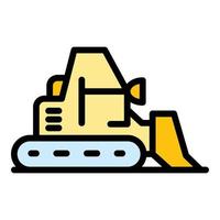 Big bulldozer icon color outline vector