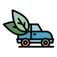 Ecology hybrid car icon color outline vector