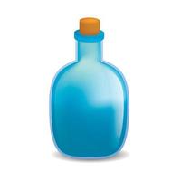 Blue poison bottle mockup, realistic style vector