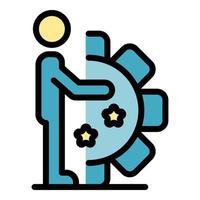 Gear wheel system icon color outline vector