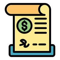 Credit paper bill icon color outline vector