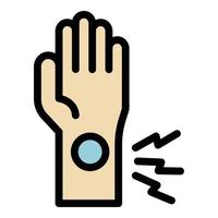 Hand sport injury icon color outline vector