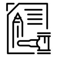escribir vector de contorno de icono de patente. propiedad legal