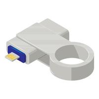 Key connector icon, isometric style vector