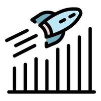 Rocket flying icon color outline vector