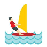 Windsurfing icon, flat style vector