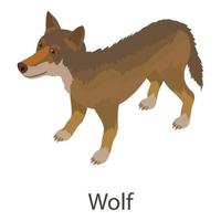 Wolf icon, isometric style vector