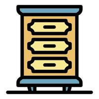 Wood room drawer icon color outline vector