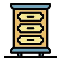 Wood room drawer icon color outline vector